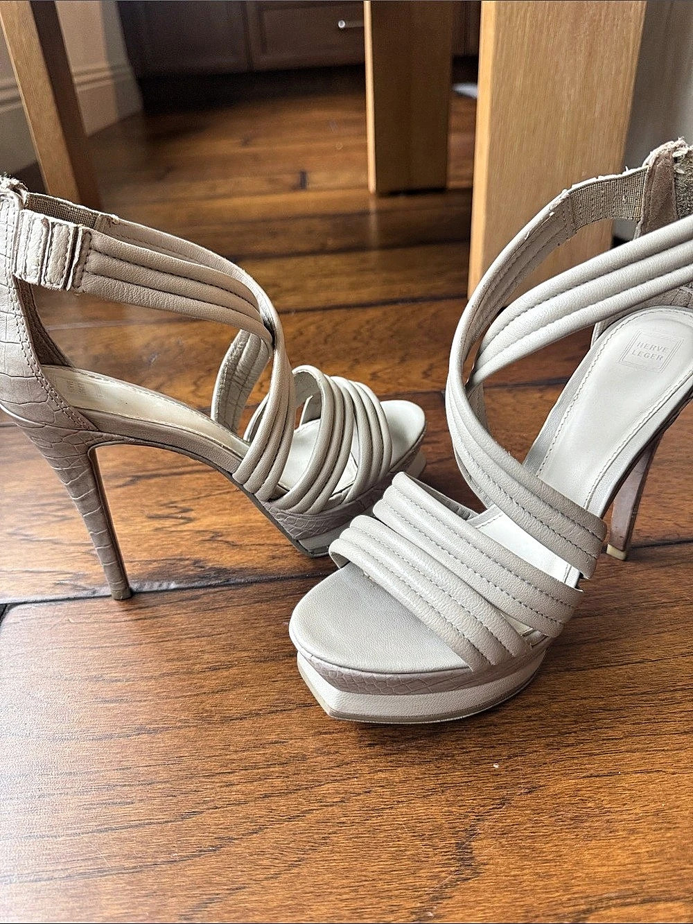 Herve Leger Crocodile-Embossed Platform Heels US 7